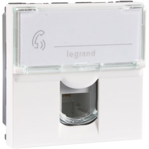 Prise RJ11 4 contacts 2 modules - Mosaic - Blanc - 078731 - Legrand