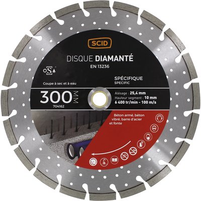 Disque diamant ventilé - SCID - Pour béton et métal - Diamètre 300 mm