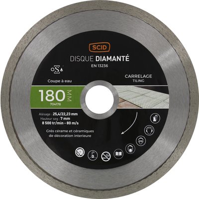Disque diamanté carreleur expert SCID - Diamètre 180 mm