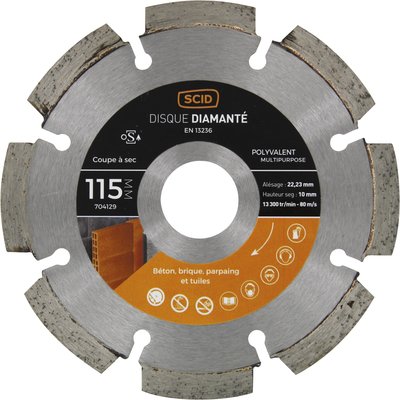 Disque diamanté polyvalent SCID - Diamètre 115 mm