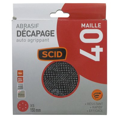 Disque abrasif maille - SCID - diamètre 150 mm - auto-agrippant - Grain 40 - Vendu par 5