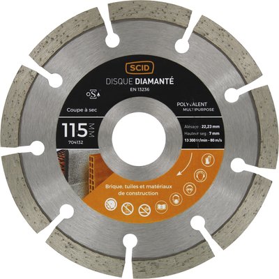 Disque diamanté polyvalent matériaux SCID - Diamètre 115 mm