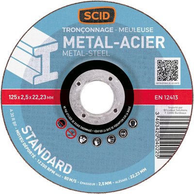 Disque à tronçonner - SCID - Diamètre 125 mm - Métaux - Standard