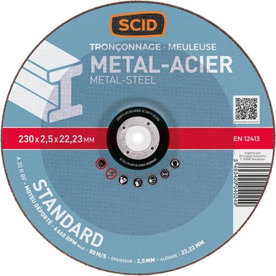 Disque à tronçonner - SCID - Diamètre 230 mm - Métaux - Standard