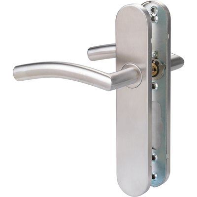 Poignée de porte intérieure - C19 - Normbau - Gris - Bec de cane - 195 mm