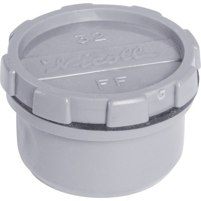 Bouchon de visite PVC gris - Ø 32 mm - Nicoll