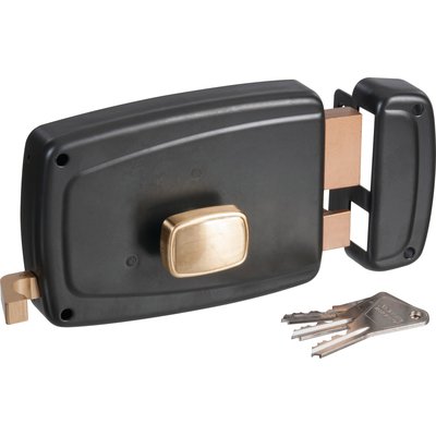 Serrure de porte de garage droite à tirage - Clé I - Axe à 70 mm - Vachette