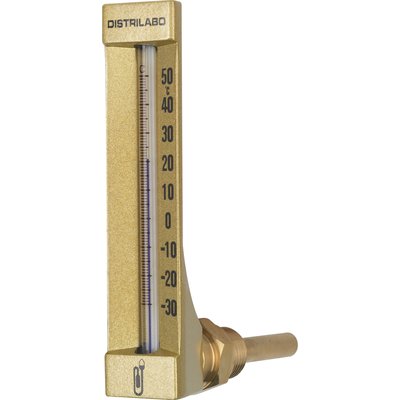 Thermomètre coudé boîtier aluminium pour climatisation - 63 mm - Distrilabo