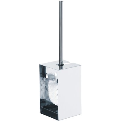 Porte-balayette WC - Inox - Mural ou à poser - Hauteur 400 mm
