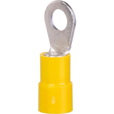 Cosses PVC jaune à anneau pré-isolée à sertir - Ø tête 10 x 5,6 mm - Section 4 - 6 mm² - Vendu par 100 - Klauke