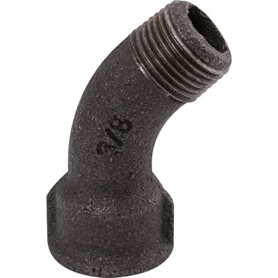 Raccord fonte noire coudé 45° à visser - MF 3/8" - Grand rayon - N° 40