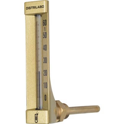 Thermomètre coudé pour plancher chauffant - Boîtier aluminium - Gradué 0 à
