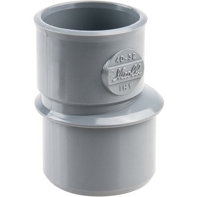 Raccord PVC gris excentré réduit - Mâle / femelle Ø 40 - 32 mm - Nicoll