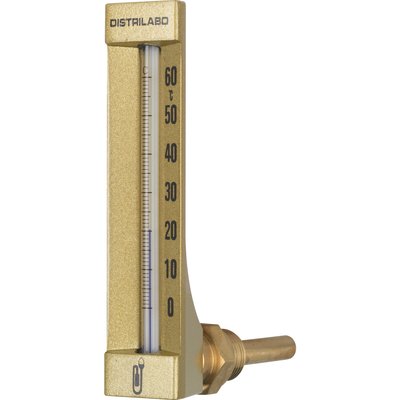 Thermomètre coudé boîtier aluminium pour plancher chauffant - 63 mm - Distrilabo