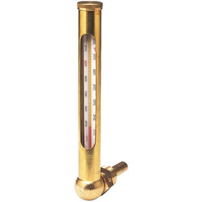 Thermomètre équerre - Boîtier laiton - Gradué 0 à 130°C