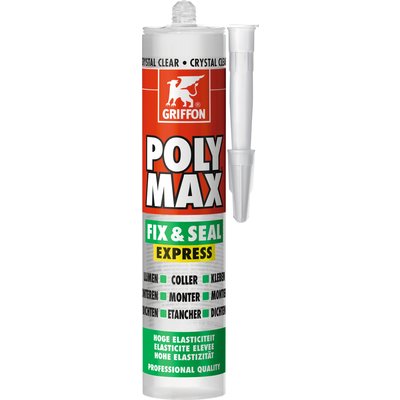 Mastic colle et d'étanchéité - Poly Max® Fix & Seal Express Cristal - Transparent - 435 g