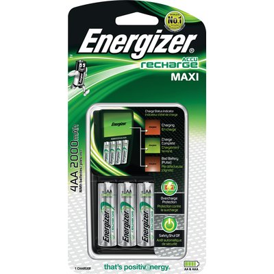 Chargeur compact Energizer pour accus AA et AAA - 4 piles rechargeables AA