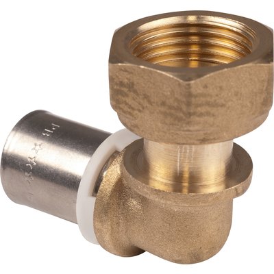 Raccord PER coudé 90° à sertir avec écrou à portée plate PB tub - Femelle 1/2" - Diamètre 12 mm