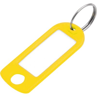 Porte-clés étiquette avec fenêtre - Plastique - Vendu par 100 - Jaune
