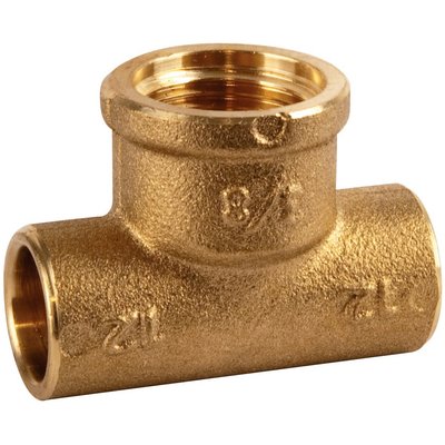 Raccord laiton en T réduit à souder - F 1/2" - Ø 12 mm - 130GC