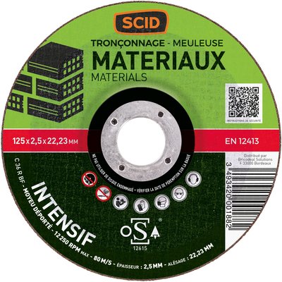 Disque à tronçonner - SCID - Diamètre 125 mm - Matériaux - Usage fréquent