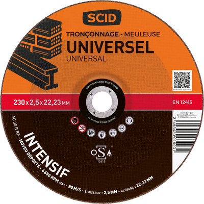 Disque à tronçonner - SCID - Diamètre 230 mm - Universel - Usage fréquent