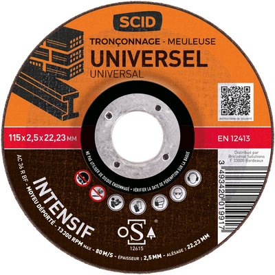 Disque à tronçonner - SCID - Diamètre 115 mm - Universel - Usage fréquent