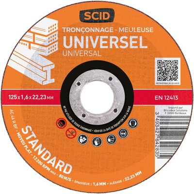 Disque à tronçonner - SCID - Diamètre 125 mm - Universel - Standard - Lot de 15