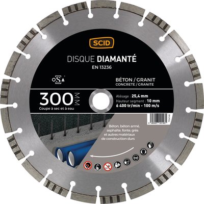 Disque diamanté béton granit ventilé SCID - Diamètre 300 mm