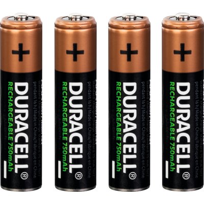 Piles rechargeables AAA Duracell - Blister de 4 - HR03 - 750 mAh - Alcaline