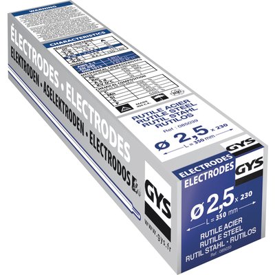 Electrode traditionnelle acier rutile Gys - Diamètre 2,5 mm - Vendu par 230
