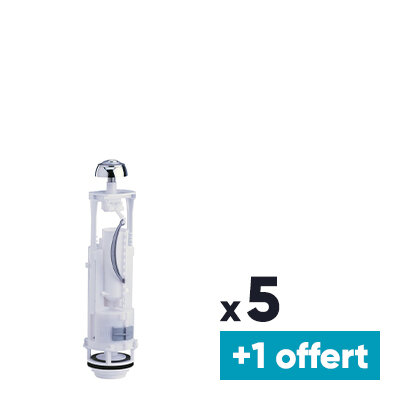 Lot de 5 mécanismes de chasse + 1 OFFERT - SIDER - A bouton poussoir - Double débit