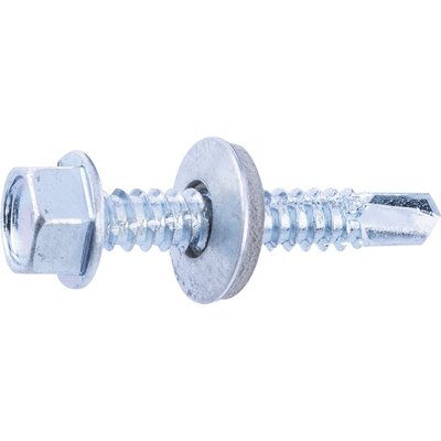 Vis tôle - Fixpro - Autoperceuse - Avec rondelle et joint néoprène - Tête hexagonale - Acier zingué - 6,3 x 38 mm - Boîte de 50
