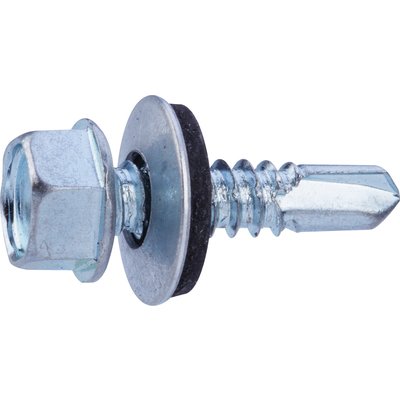 Vis tôle - Fixpro - Autoperceuse - Avec rondelle et joint néoprène - Tête hexagonale - Acier zingué - 6,3 x 25 mm - Boîte de 50