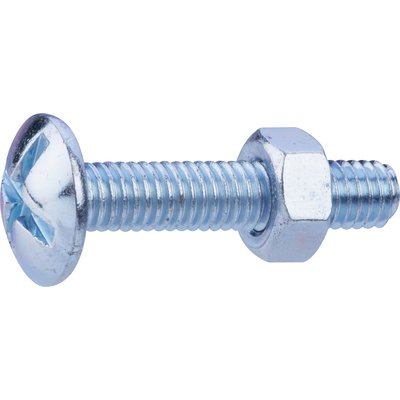 Boulon poêlier - Fixpro - Tête large ronde - Acier zingué - 6 x 30 mm - Boîte  de  150