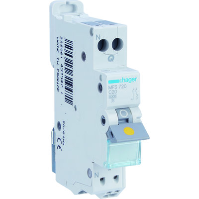 Disjoncteur Sanvis - Hager - 1P + N - 3 kA - C-20A - 1 M