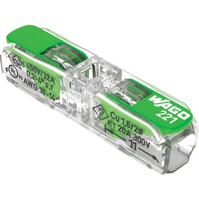 Borne de connexion avec levier - WAGO - 2x4 mm² - Vendu par 60
