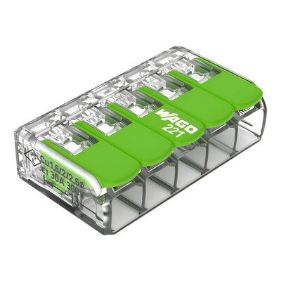 Borne de connexion - WAGO - 6 mm² - Tension 450 V - Conducteurs 5 - Vendu par 6