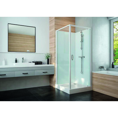 Cabine de douche Izi Glass2 Leda - Carrée - Portes pivotantes - Verre transparent - 80 x 80 cm
