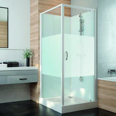 Cabine de douche Izi Glass2 Leda - Carrée - Portes pivotantes - Verre sérigraphié - 80 x 80 cm