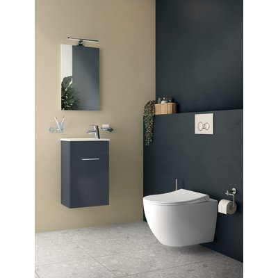 Meuble lave-main avec miroir - SIDER - Socoa - Anthracite - Une porte