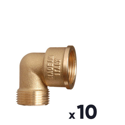 Raccord laiton coudé 90° à visser - M 3/4" - F 3/4" - Lot de 10