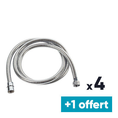 Lot de 4 flexibles de douche laiton Odyssea - Double agrafage - 2,00m + 1 offert