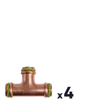 Lot de 4 Raccords cuivre en T à sertir - Femelle - Ø 14 mm - Aalberts Integrated Piping Systems