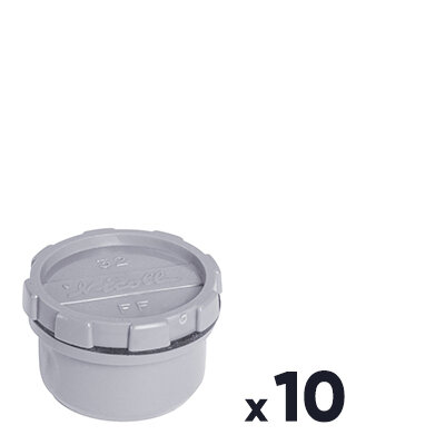 Lot de 10 bouchons de visite PVC gris - Ø 40 mm