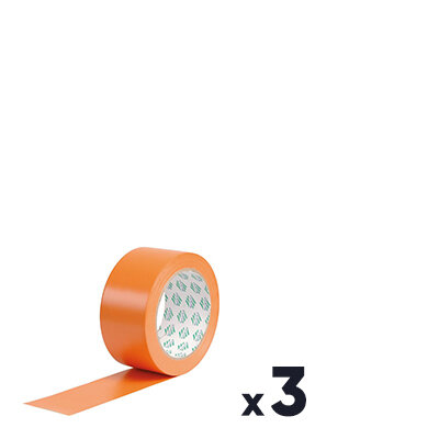 Lot de 3 adhésifs PVC plastifiés orange - 48 mm - 33 m - Antalis