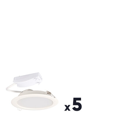 Lot de 5 downlight LED encastrés - Lumos - Dhome - 16 W - 1500 lumens - 4000 K - Ø 165 mm
