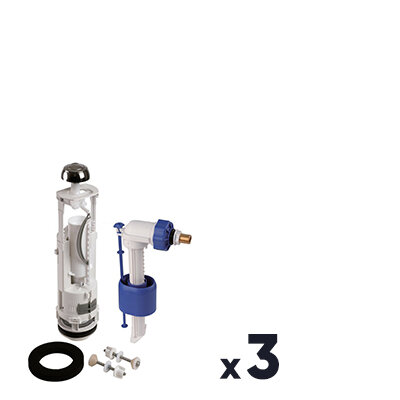 Lot de 3 ensembles mécanisme de chasse - SIDER - Robinet WC 357 - Double débit