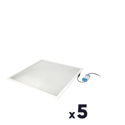 Lot de 5 plafonniers LED prismatique - Solar 32 W - 3200 lm - 3000 K - UGR <19