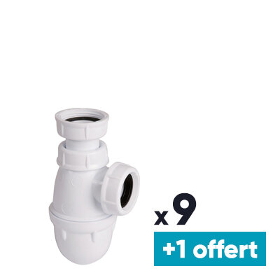 Lot de 9+1 offert siphons de lavabo ou bidet à culot - Nicoll - Ø 32 mm